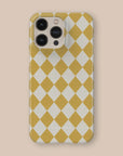Argyle Mustard Phone Case — angle view