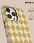 Argyle Mustard Phone Case — angle view