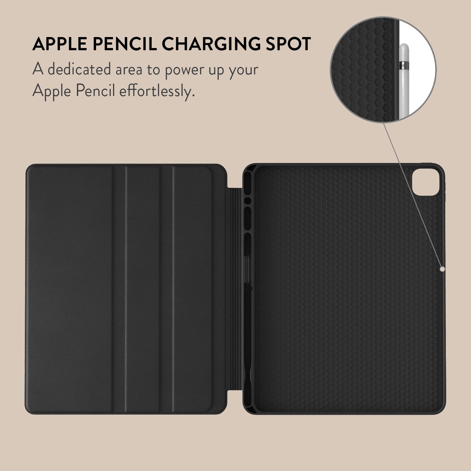 an image of an ipad case with the text apple pencil charging spot