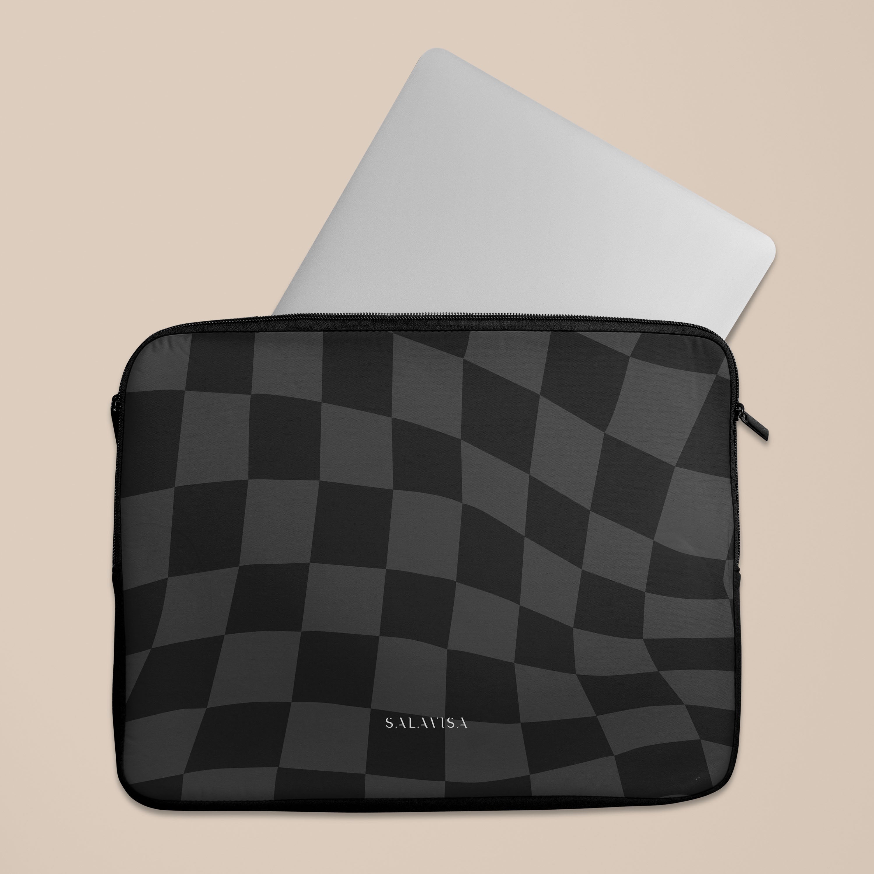 Black Wave Checkered Laptop Sleeve – SALAVISA