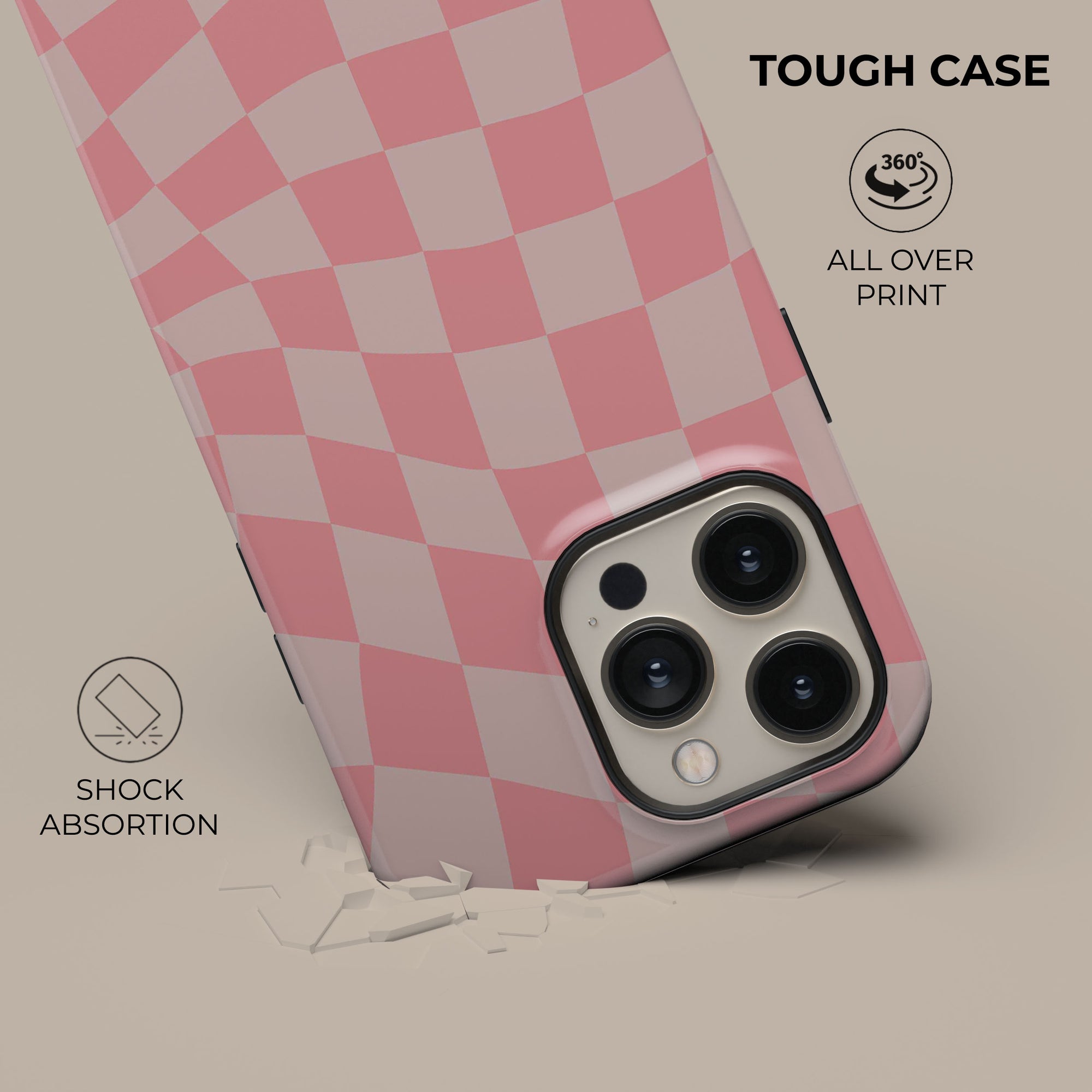 Pink Wave Checkered Phone Case