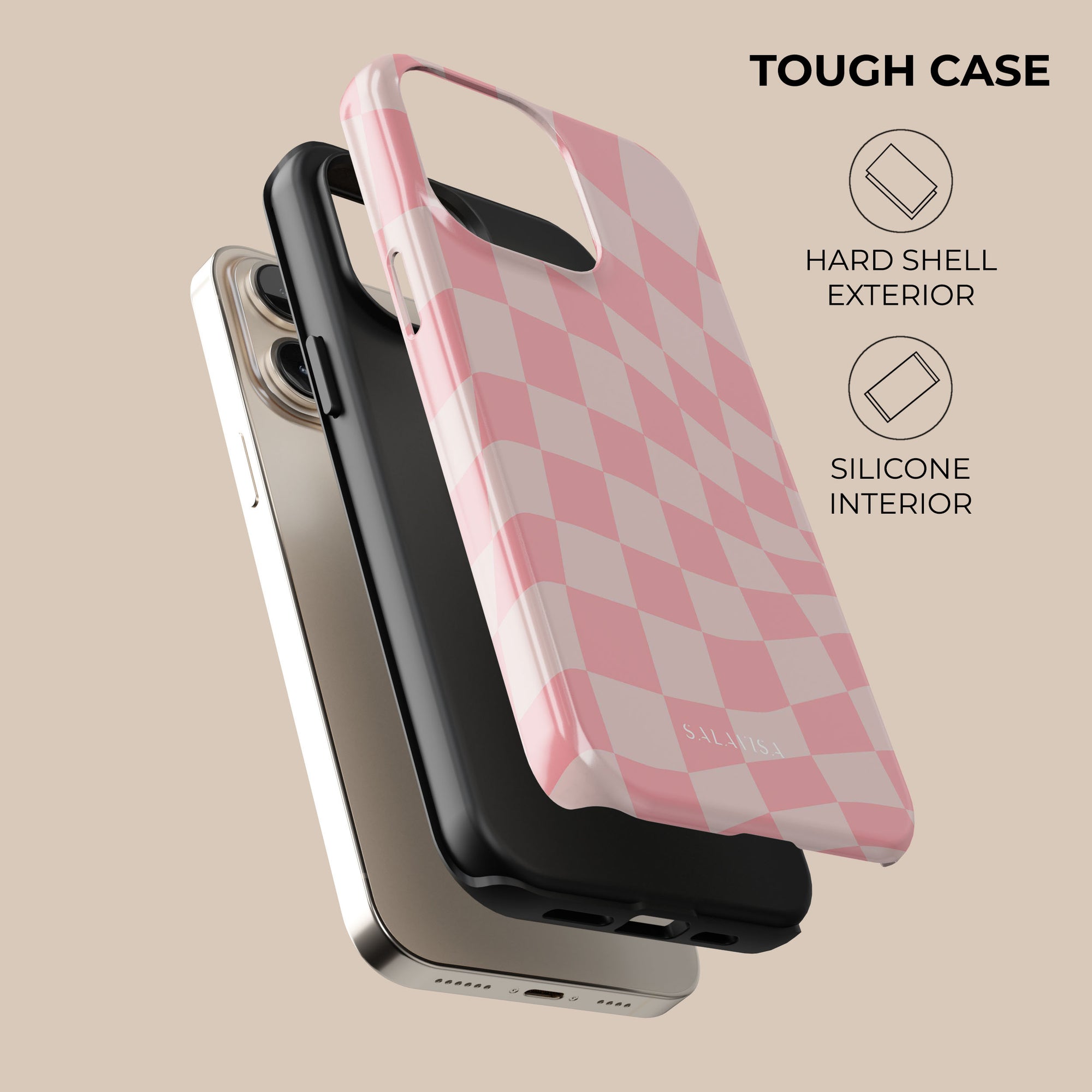 Pink Wave Checkered Phone Case