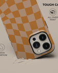 Orange Wave Checkered Phone Case