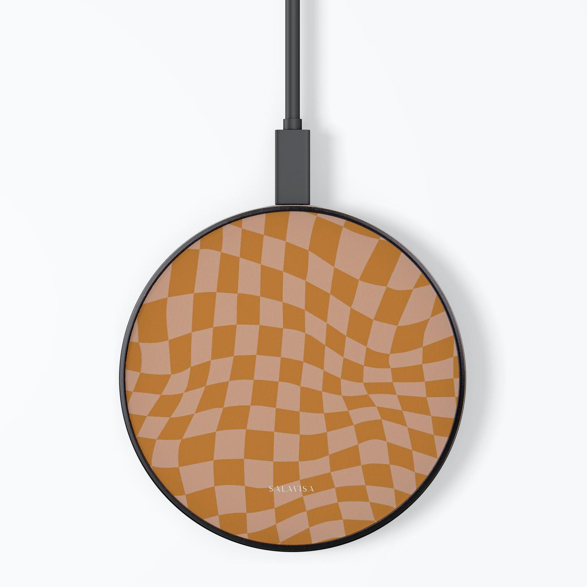 Orange Wave Checkered Wireless Charger