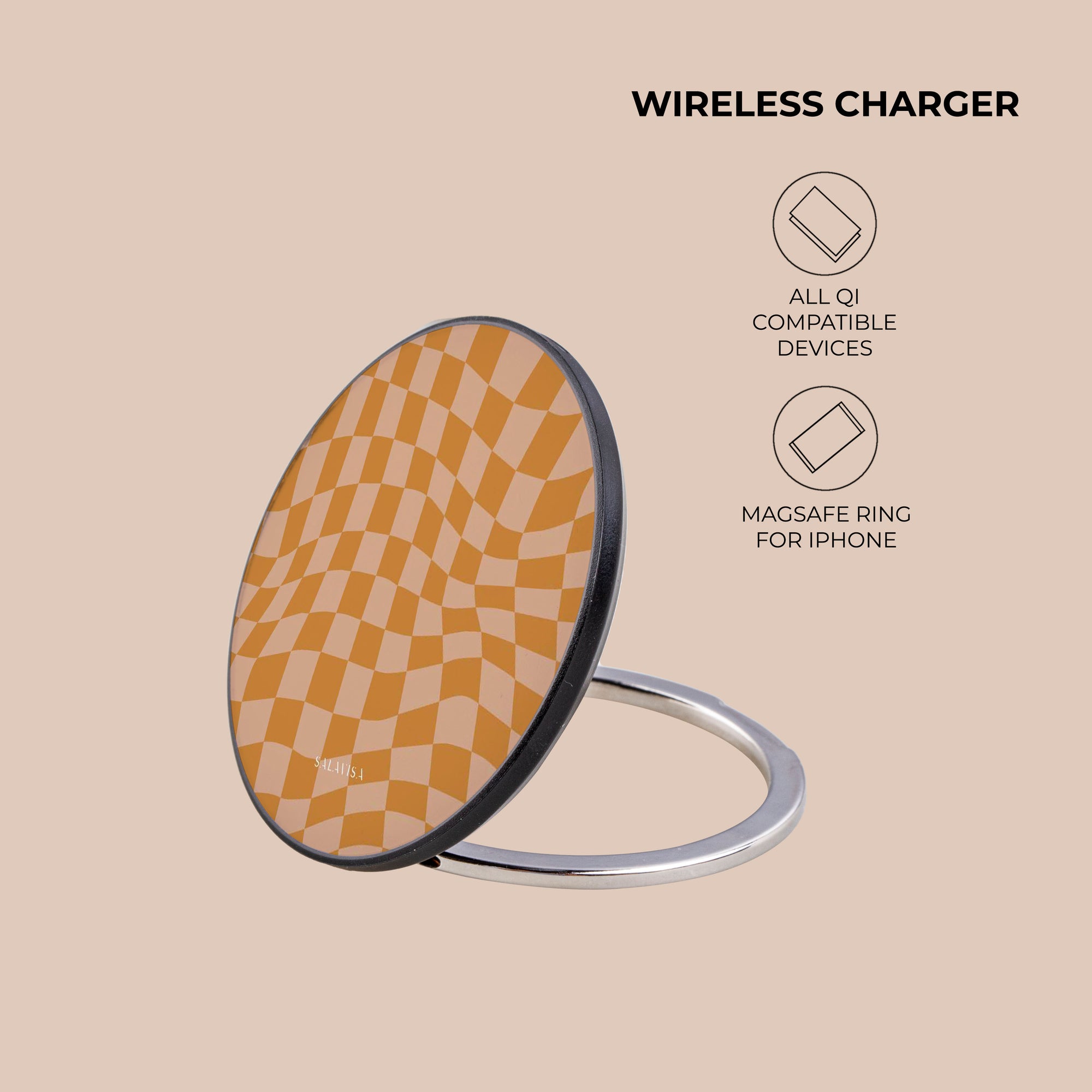 Orange Wave Checkered Wireless Charger