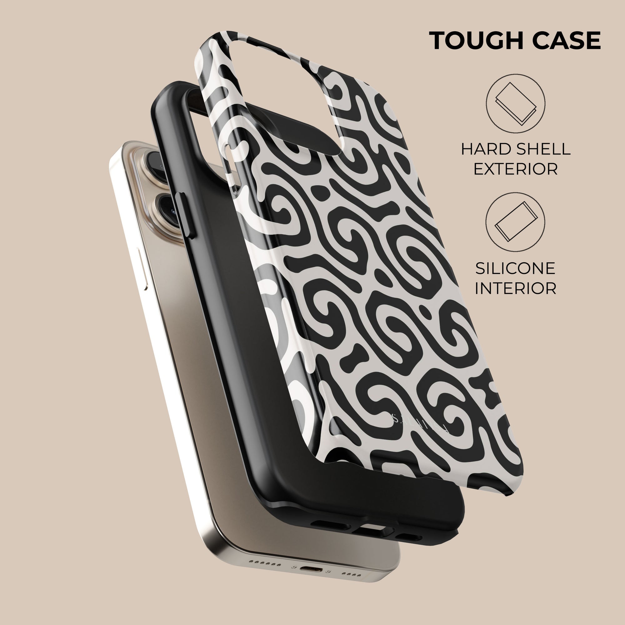 Black &amp; White Curl Phone Case