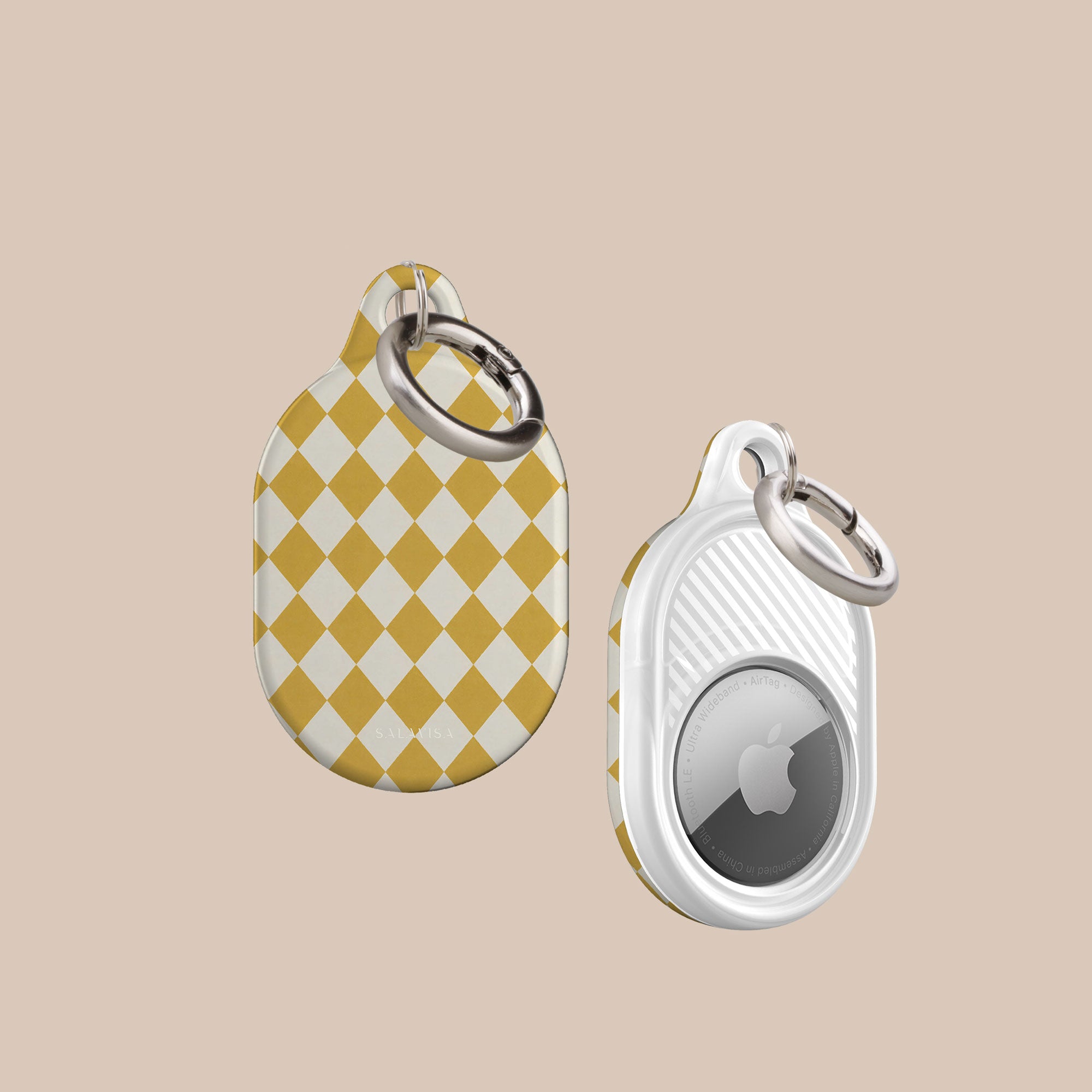 Argyle Mustard AirTag Holder — view 3 — Salavisa