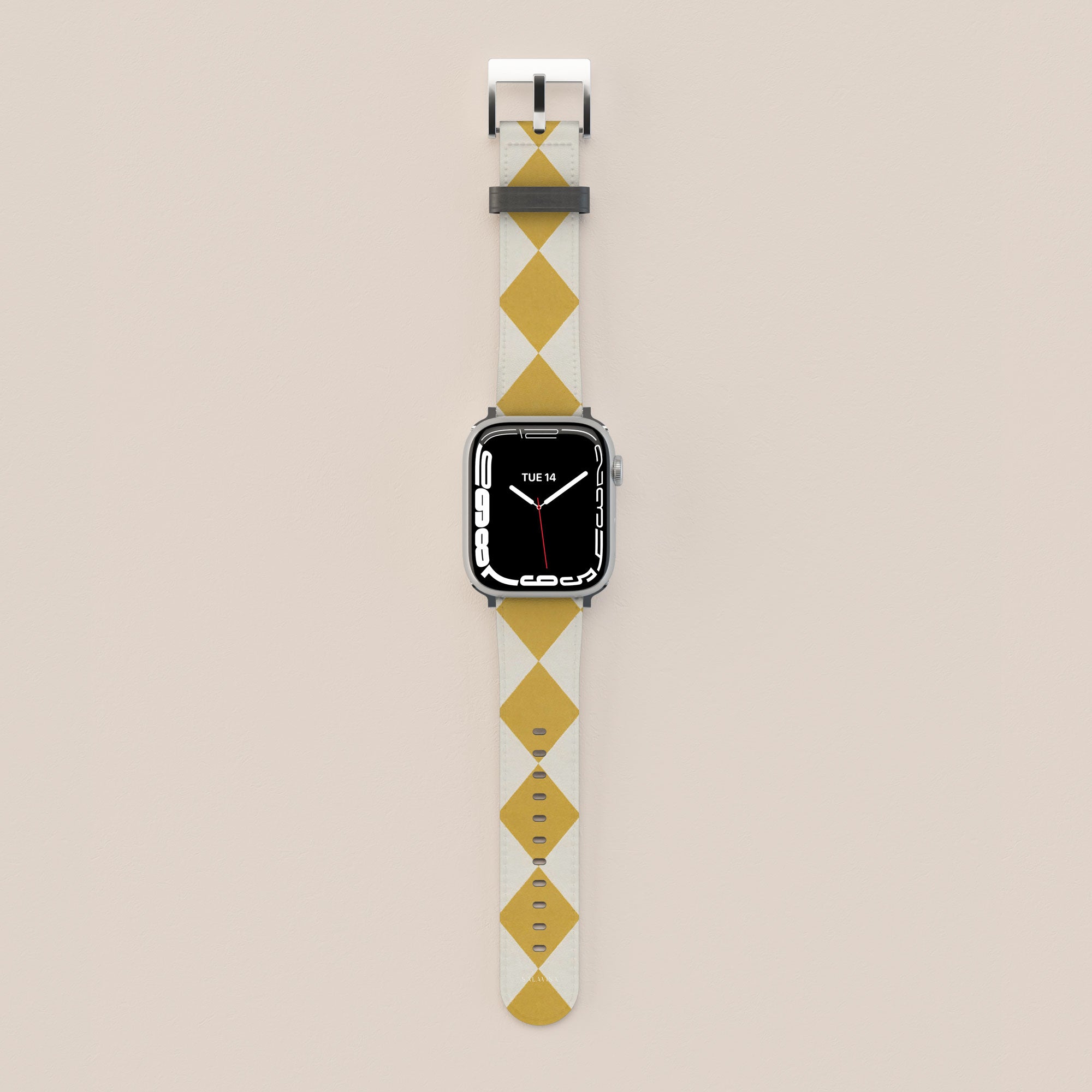 Argyle Mustard Apple Watch Band — view 2 — Salavisa