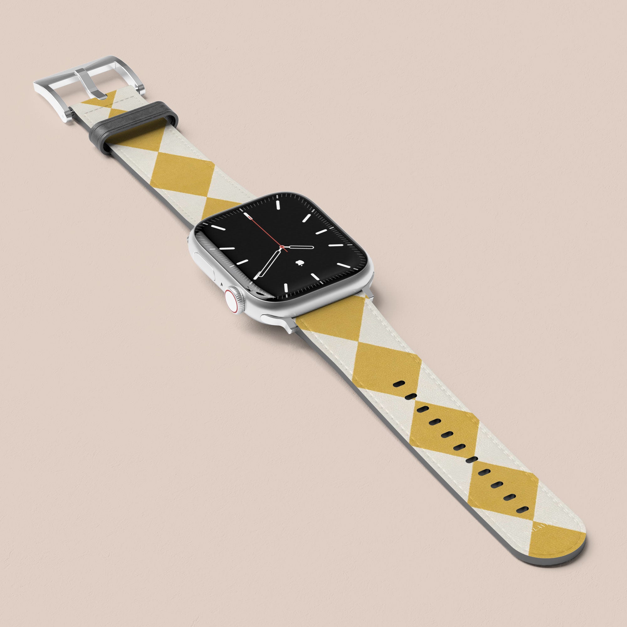 Argyle Mustard Apple Watch Band — view 3 — Salavisa