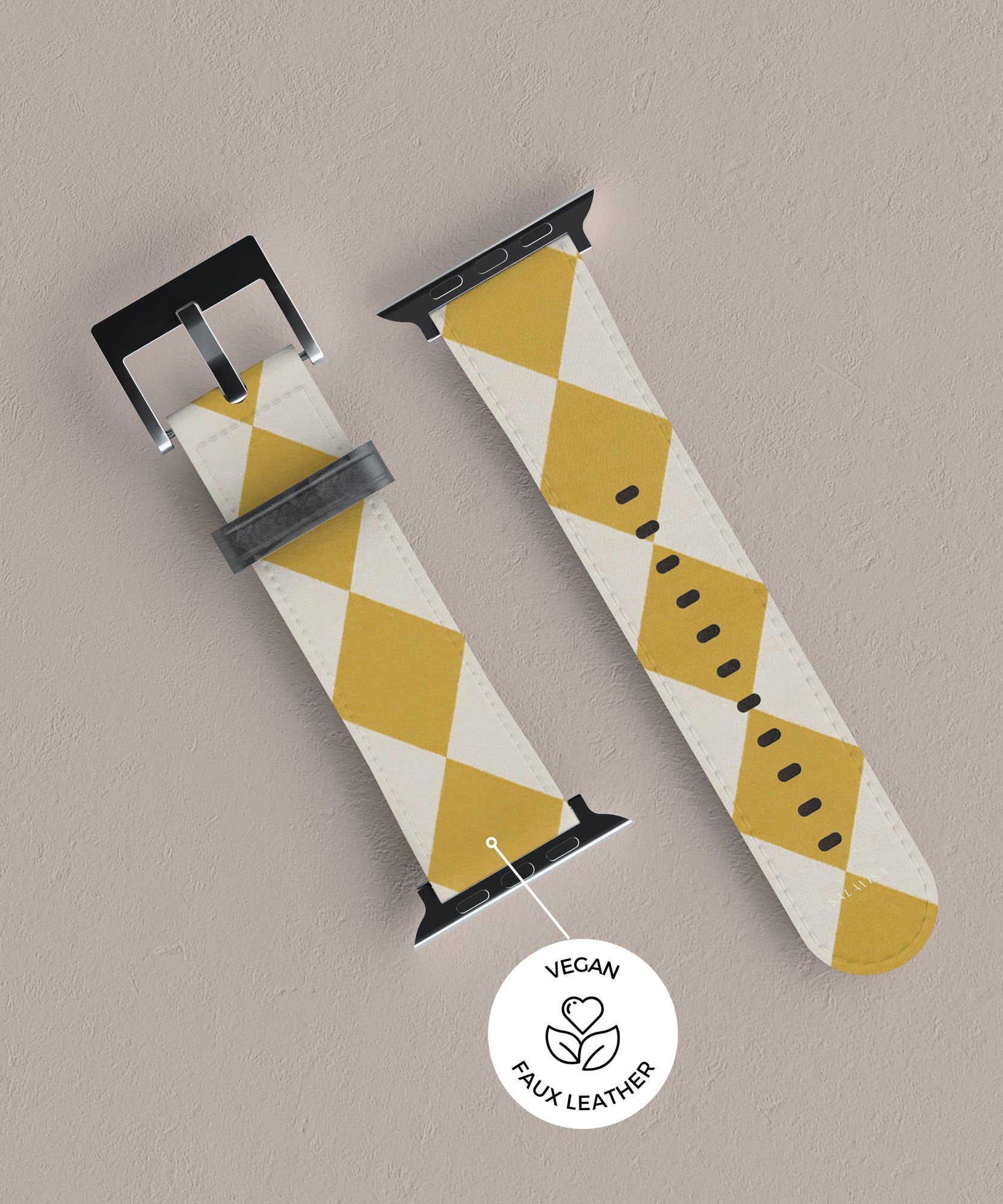 Argyle Mustard Apple Watch Band — view 6 — Salavisa