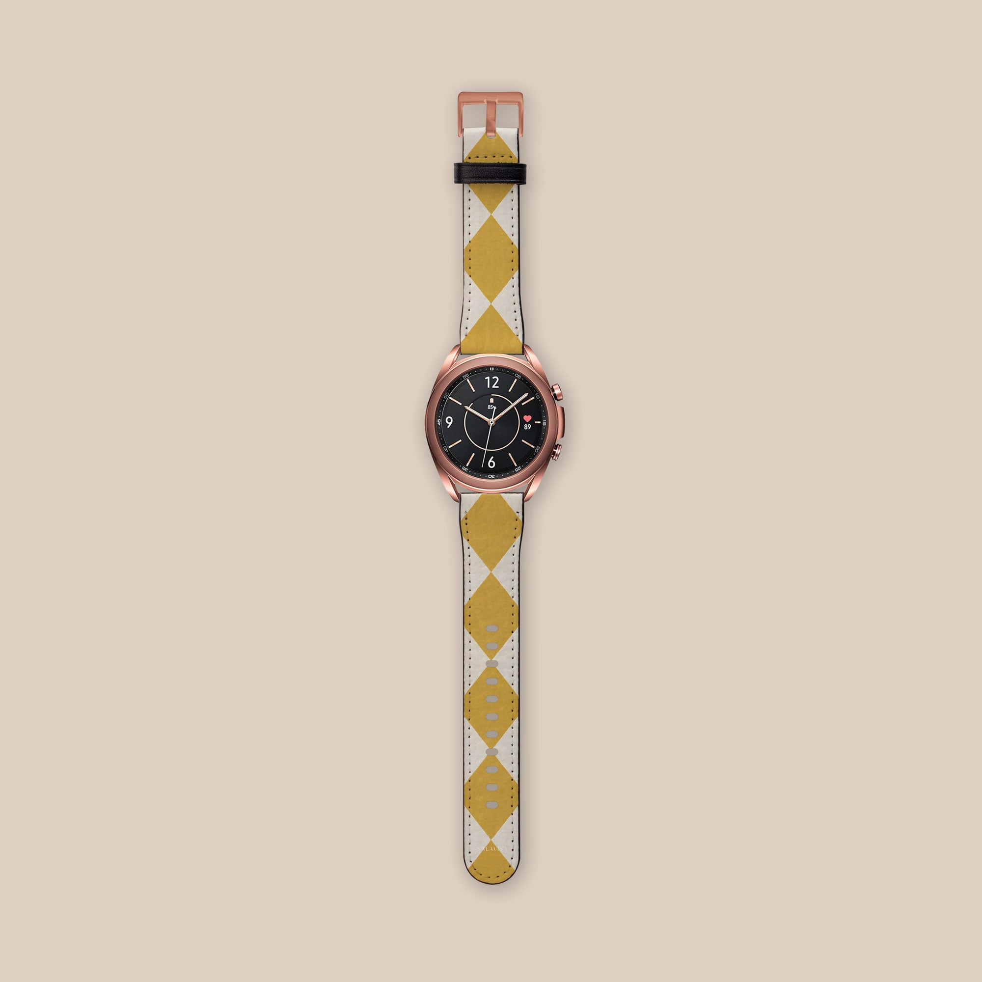 Argyle Mustard Galaxy Watch Band — view 3 — Salavisa