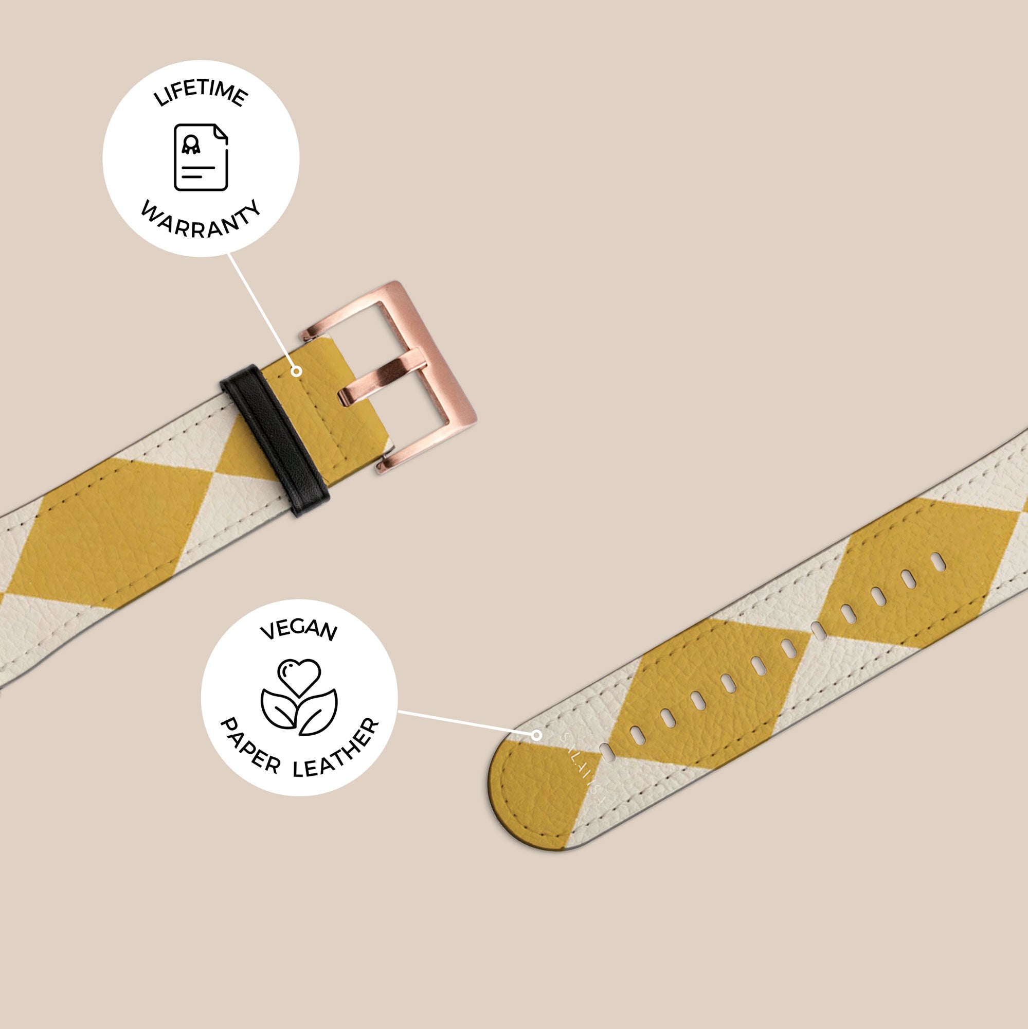 Argyle Mustard Galaxy Watch Band — view 4 — Salavisa