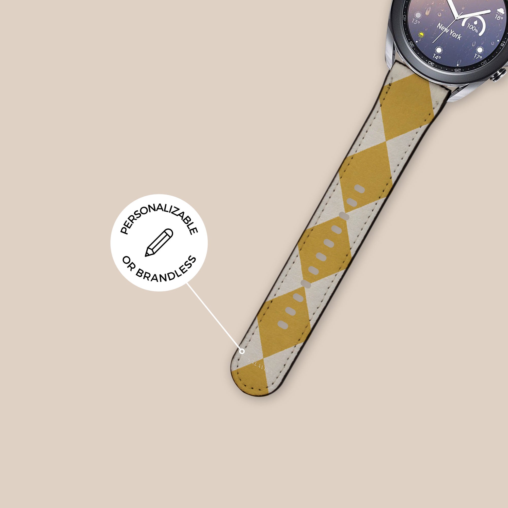 Argyle Mustard Galaxy Watch Band — view 5 — Salavisa