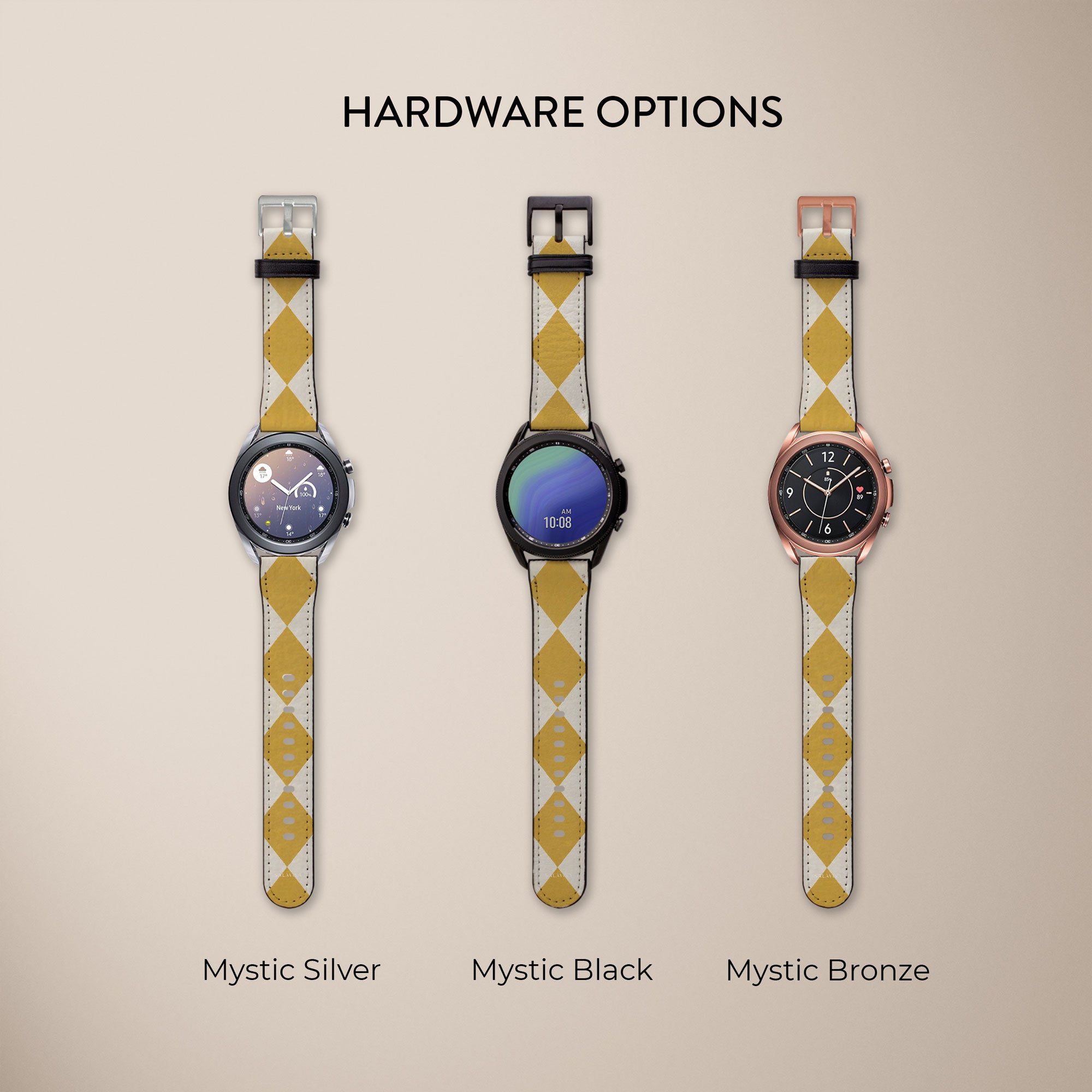 Argyle Mustard Galaxy Watch Band — view 6 — Salavisa
