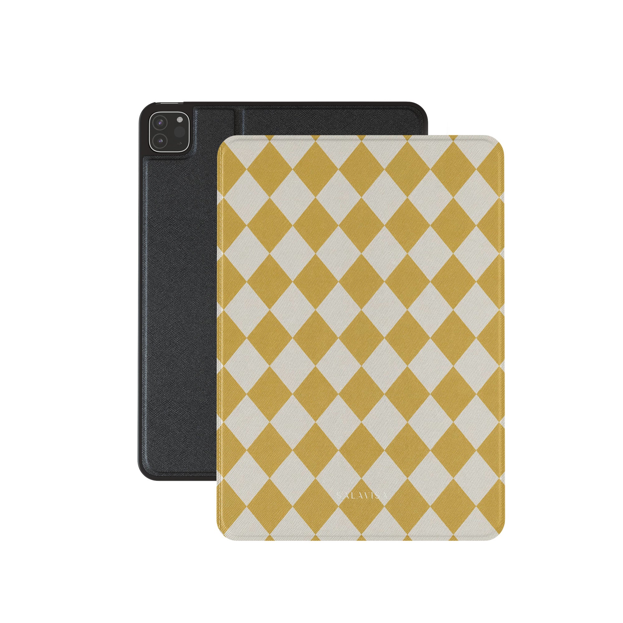 Argyle Mustard iPad Case. Front view. — Salavisa