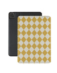 Argyle Mustard iPad Case. Front view.