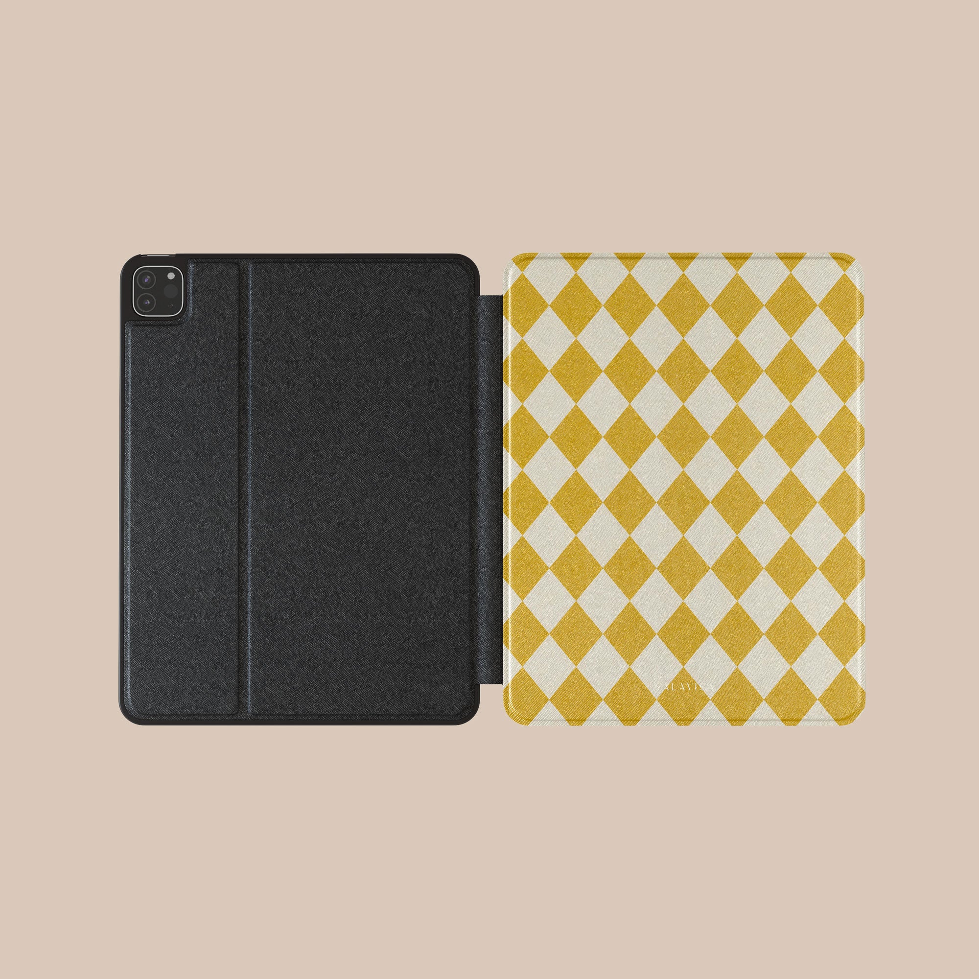 Argyle Mustard iPad Case. View 3. — Salavisa
