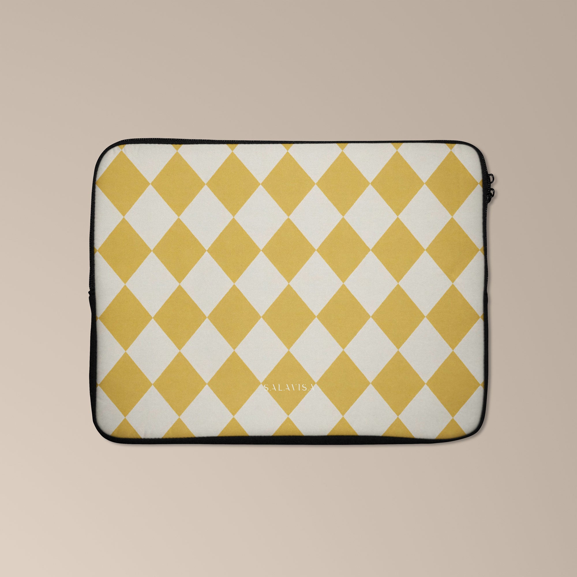 Argyle Mustard Laptop Sleeve — view 2 — Salavisa