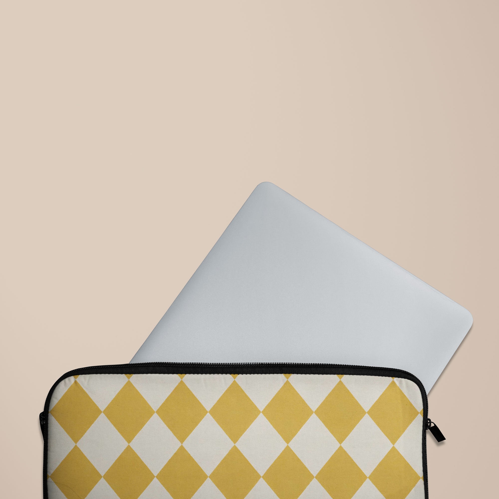 Argyle Mustard Laptop Sleeve — view 3 — Salavisa