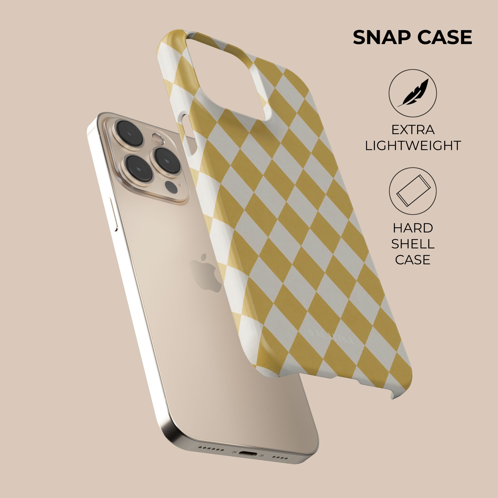 Argyle Mustard Phone Case — back view — Salavisa