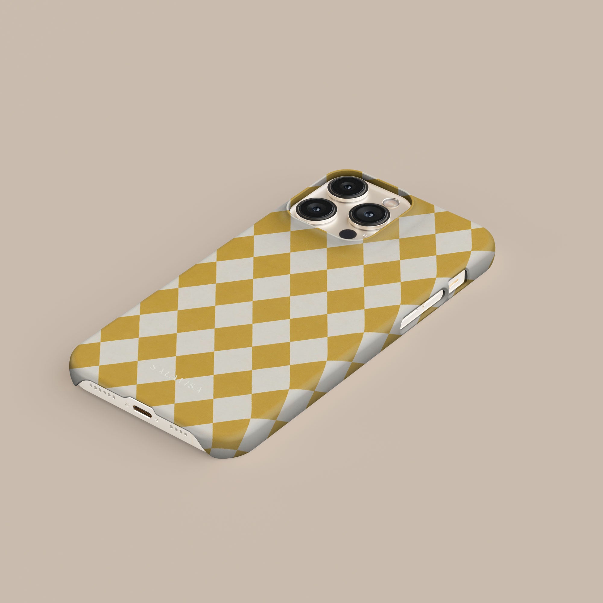 Argyle Mustard Phone Case — side profile — Salavisa