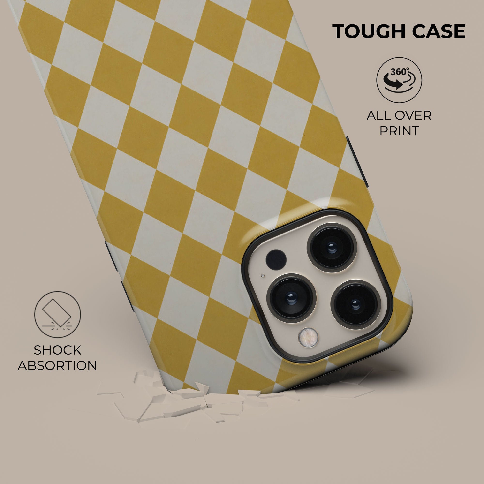Argyle Mustard Phone Case — detail view