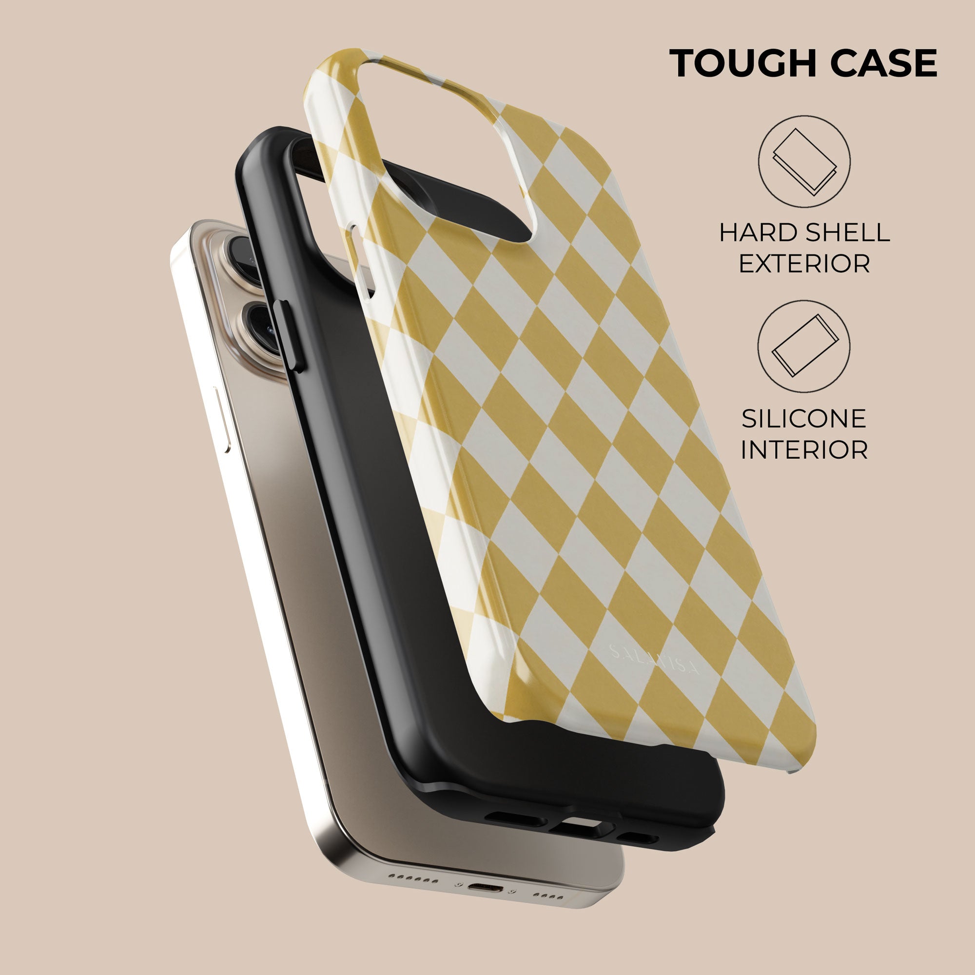 Argyle Mustard Phone Case — front view — Salavisa
