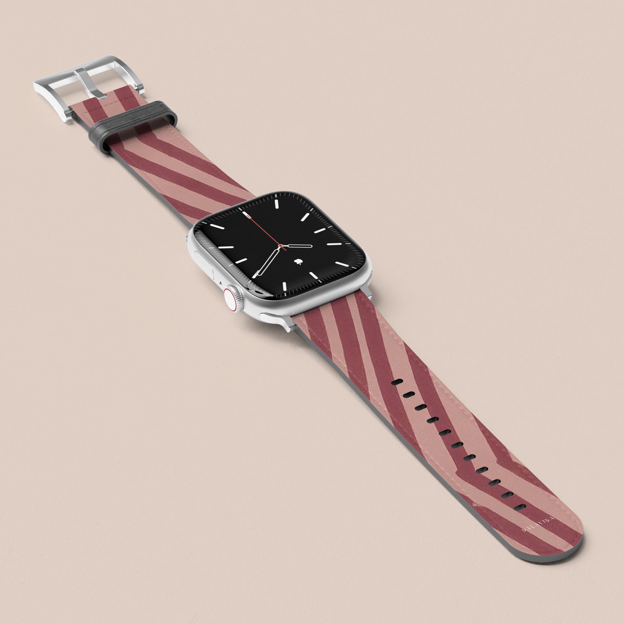 Chevron Wine Apple Watch Band — view 3 — Salavisa