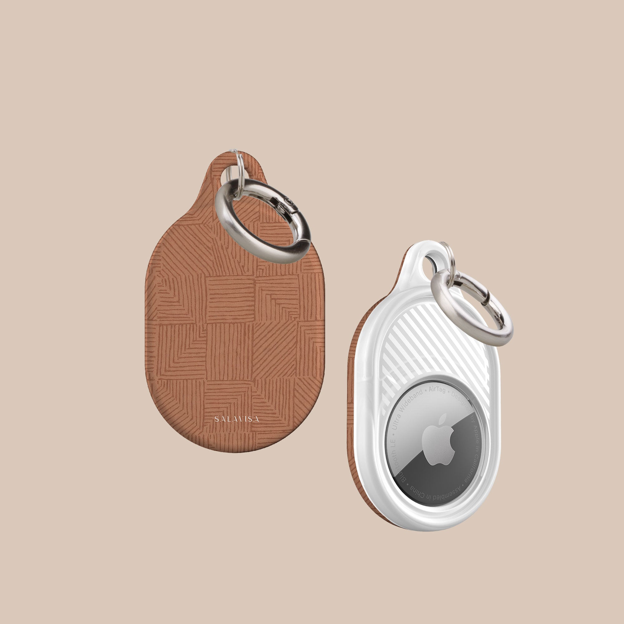 Crosshatch Terracotta AirTag Holder — view 3 — Salavisa