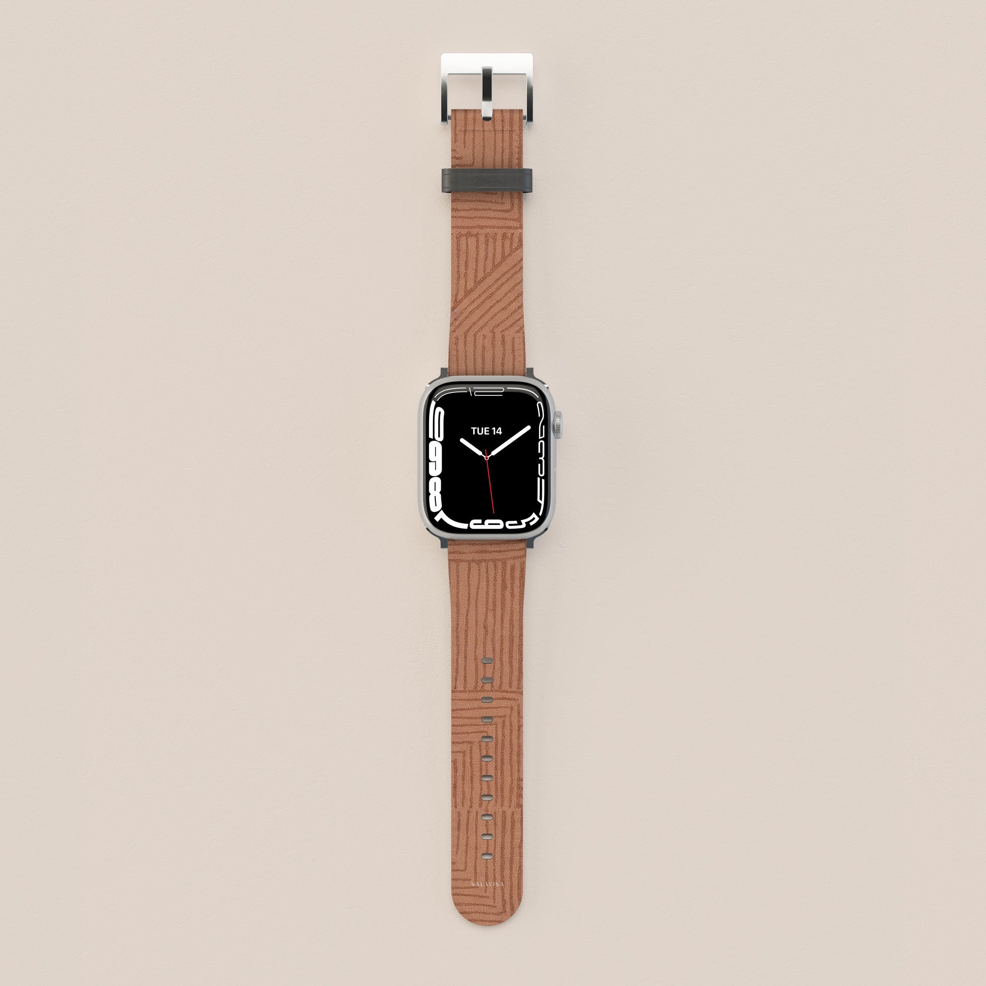 Crosshatch Terracotta Apple Watch Band — view 2 — Salavisa