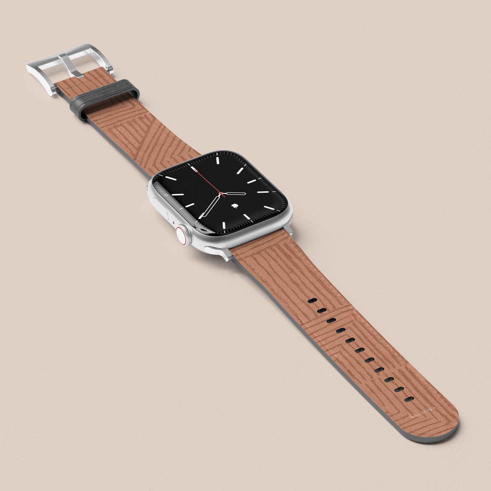 Crosshatch Terracotta Apple Watch Band — view 3 — Salavisa