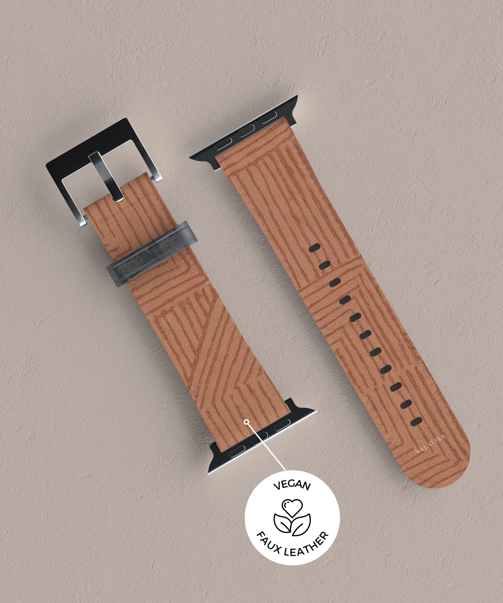 Crosshatch Terracotta Apple Watch Band — view 6 — Salavisa