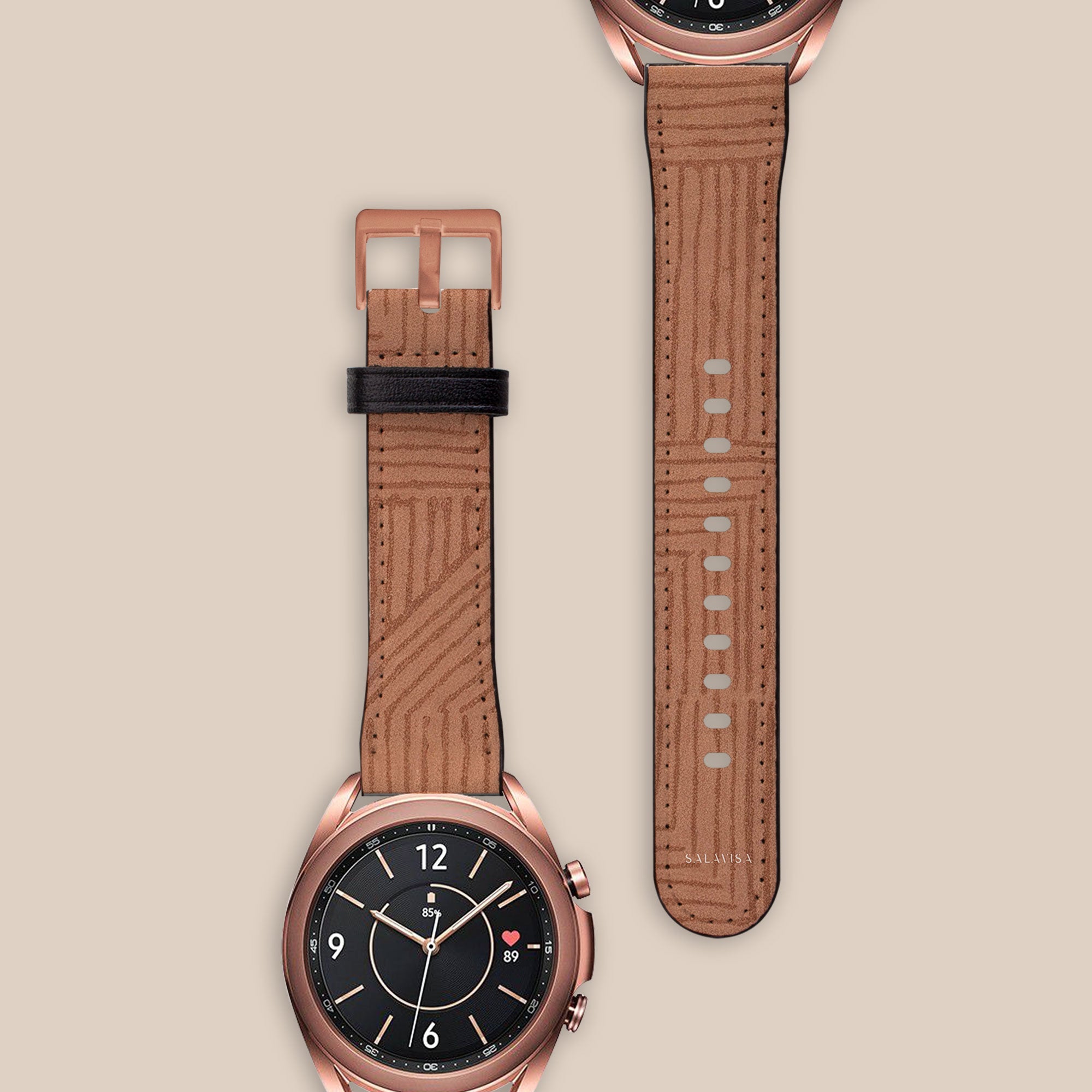 Crosshatch Terracotta Galaxy Watch Band — view 2 — Salavisa