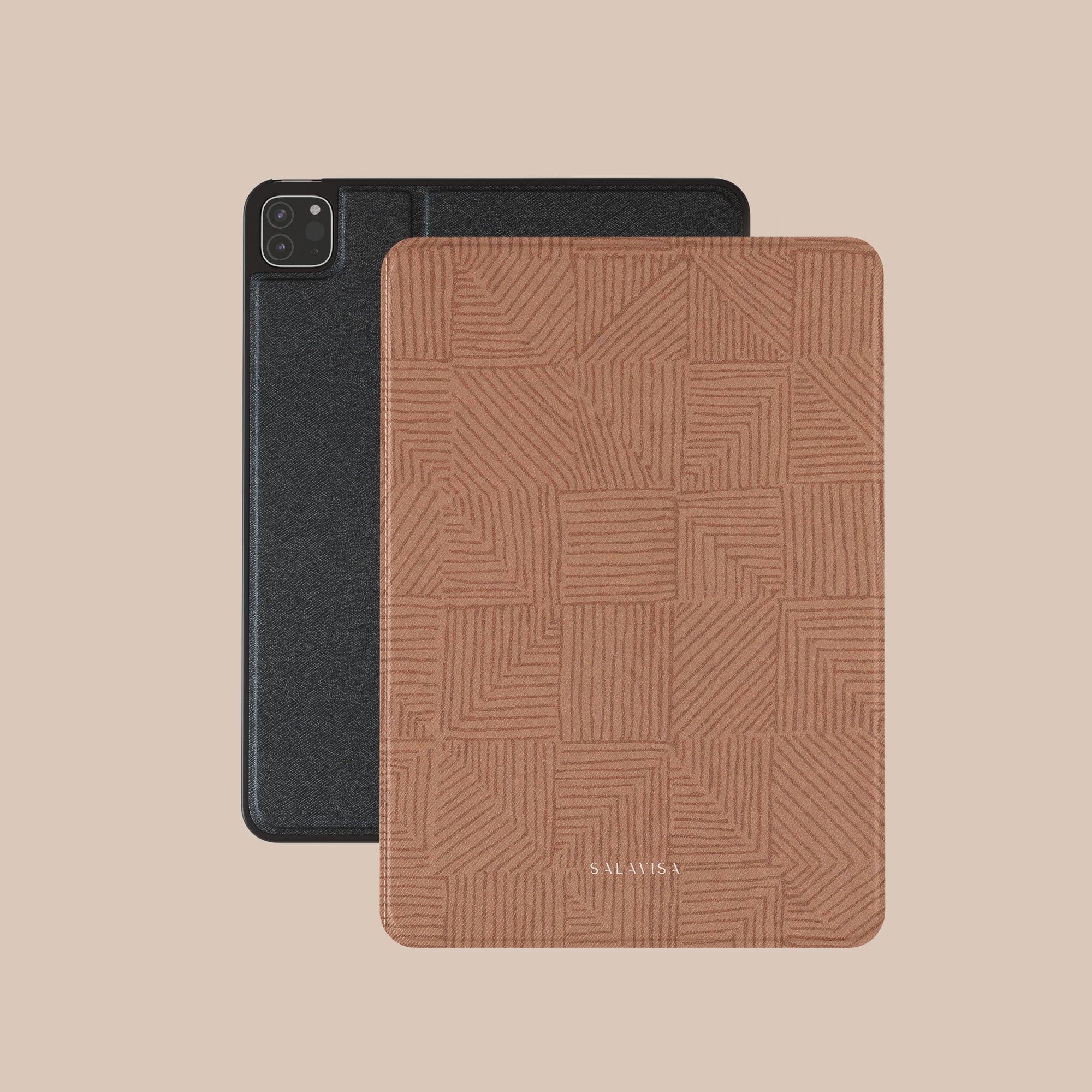 Crosshatch Terracotta iPad Case. View 2. — Salavisa