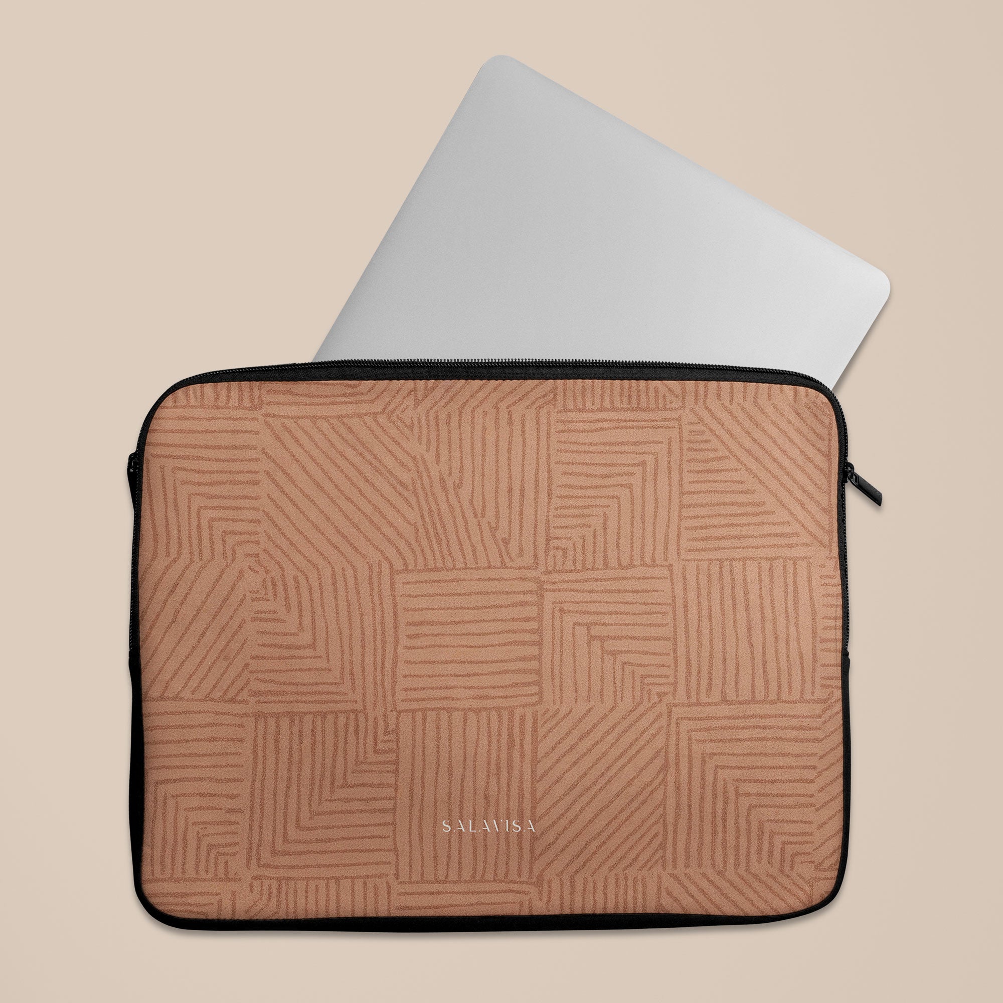 Crosshatch Terracotta Laptop Sleeve — view 5 — Salavisa