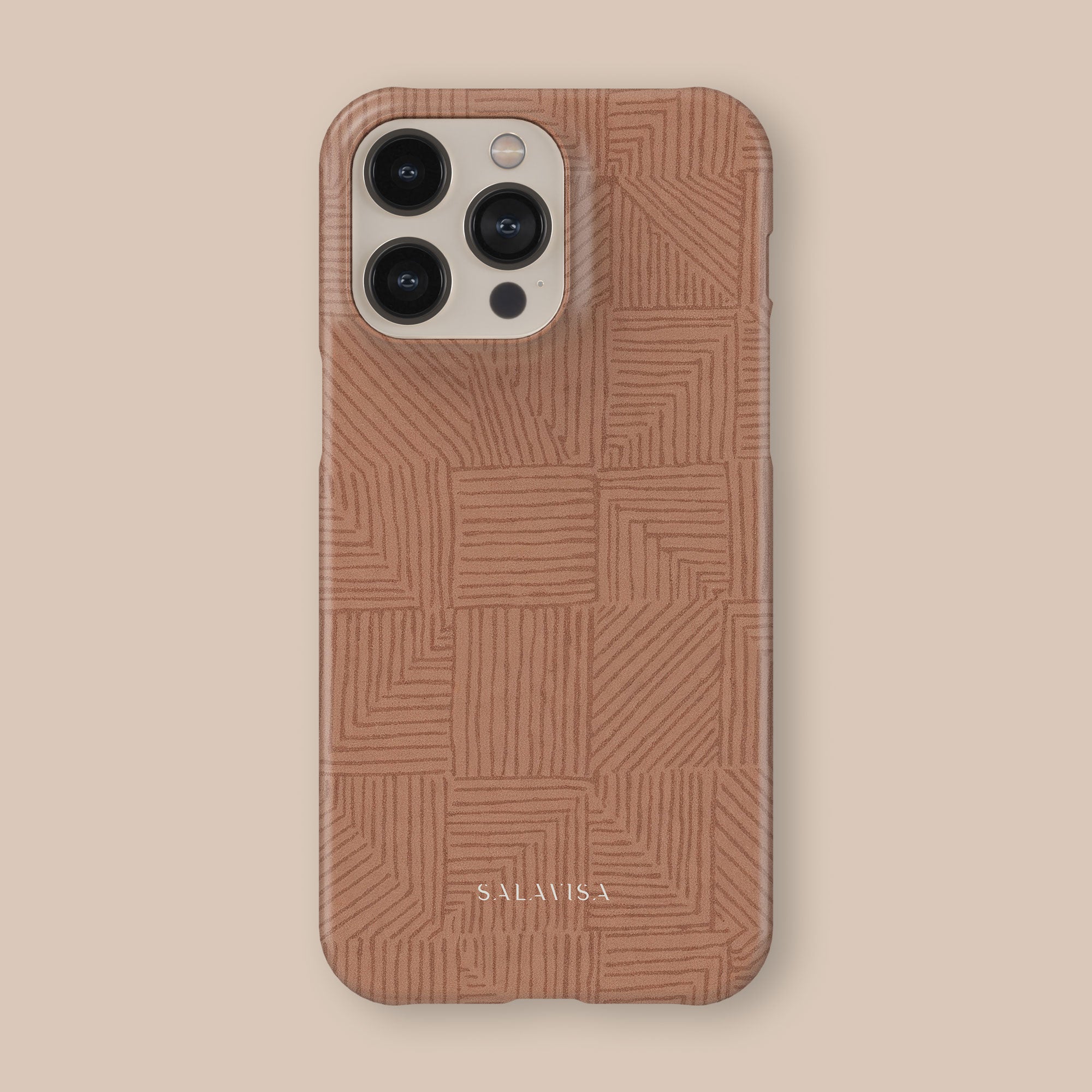Crosshatch Terracotta Phone Case — angle view — Salavisa