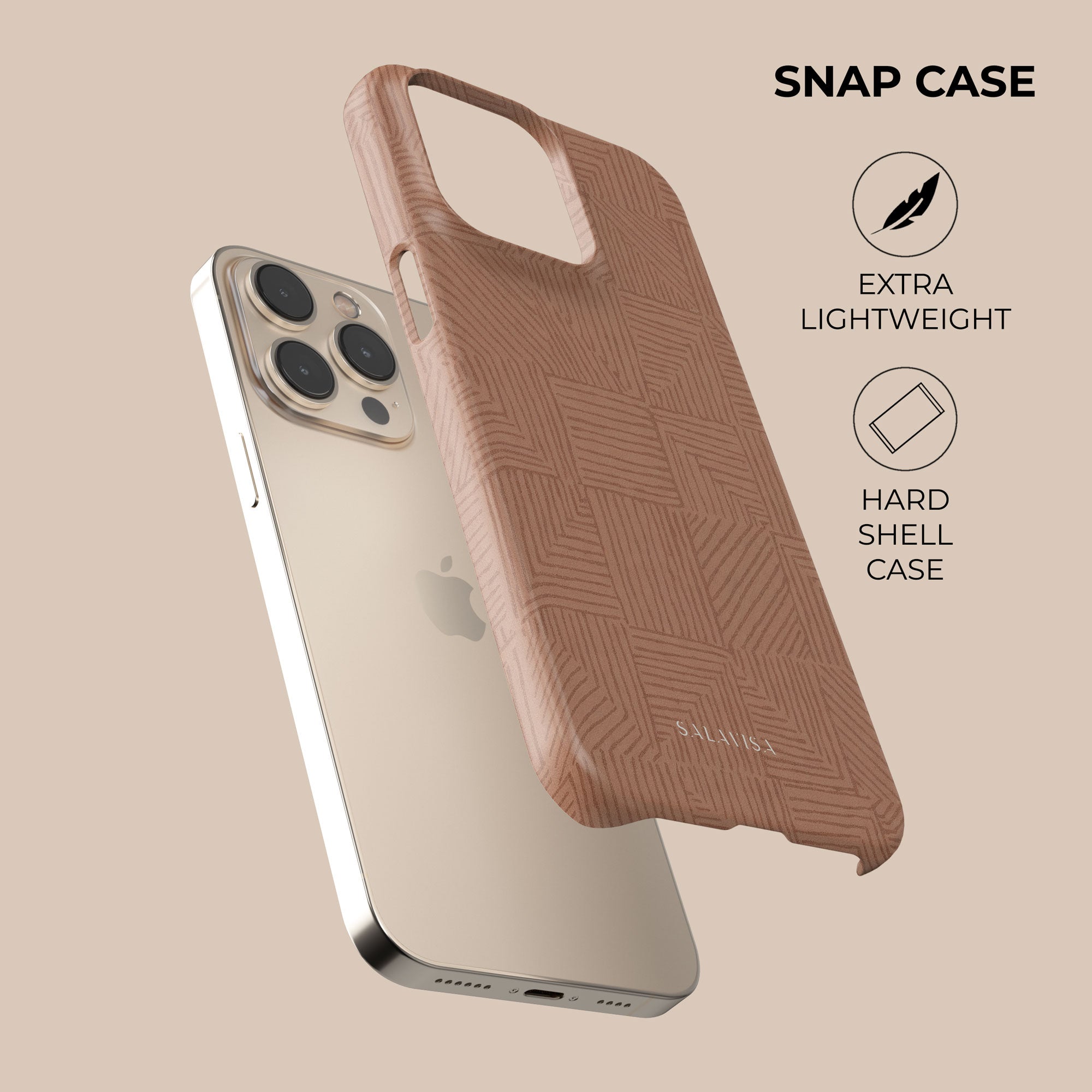 Crosshatch Terracotta Phone Case — back view — Salavisa