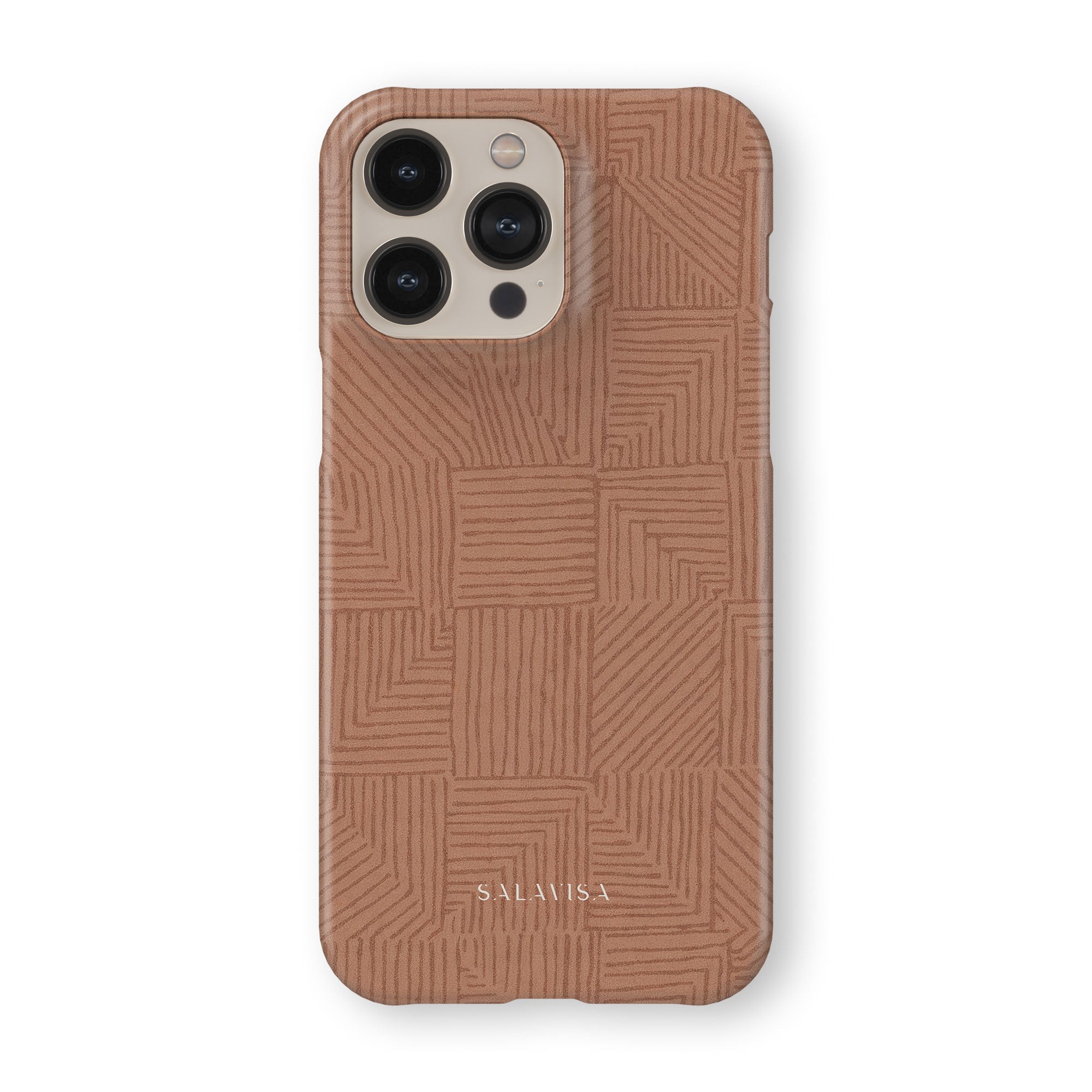 Crosshatch Terracotta Phone Case — front view — Salavisa