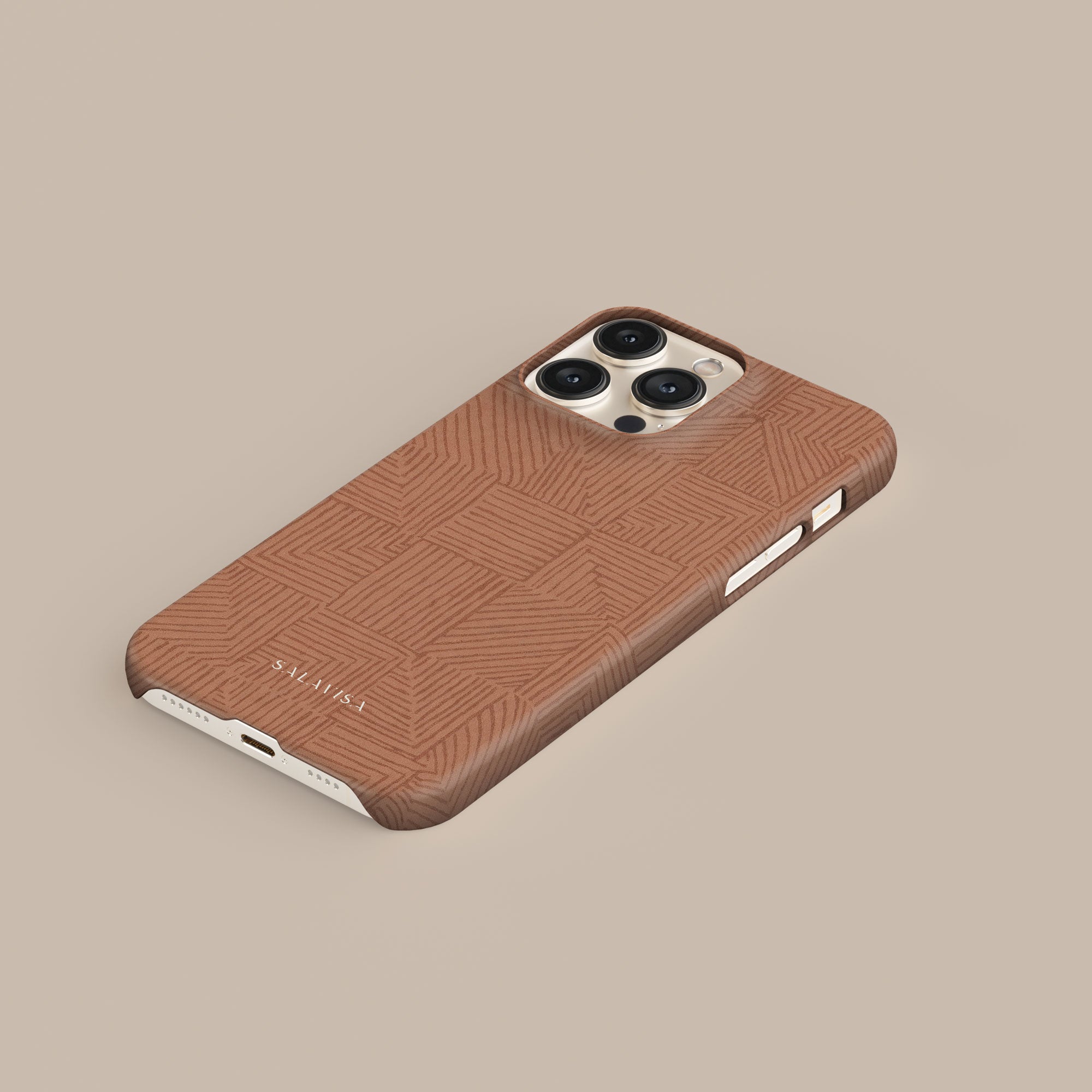 Crosshatch Terracotta Phone Case — side profile — Salavisa