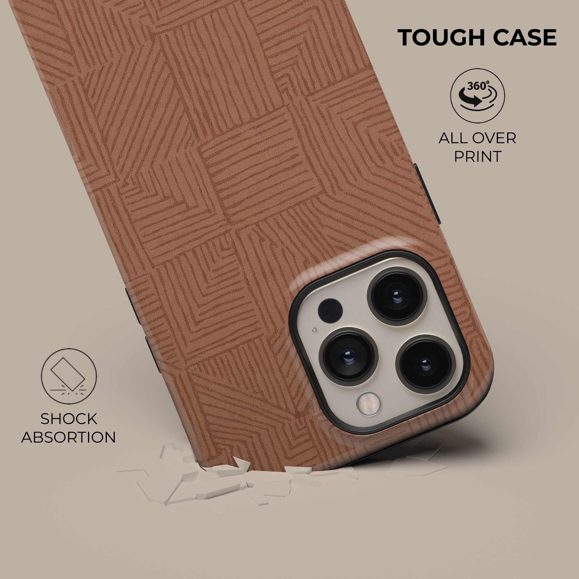 Crosshatch Terracotta Phone Case — detail view