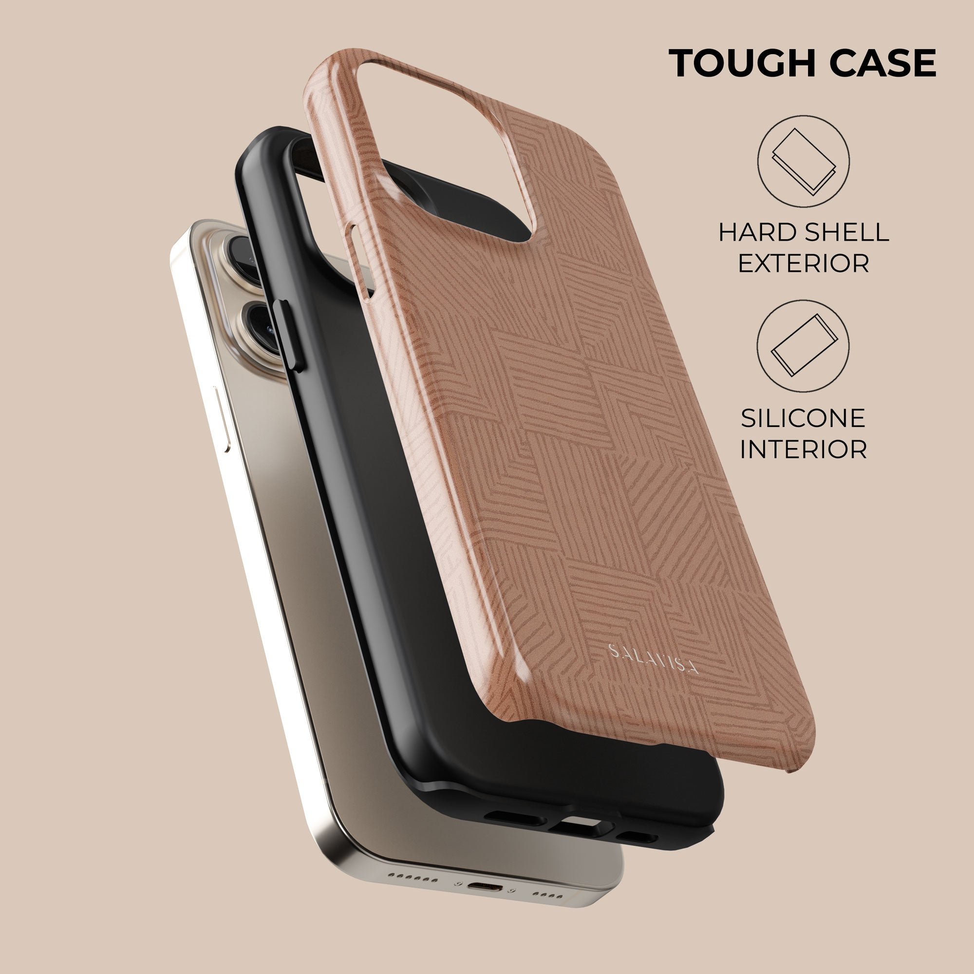 Crosshatch Terracotta Phone Case — front view — Salavisa
