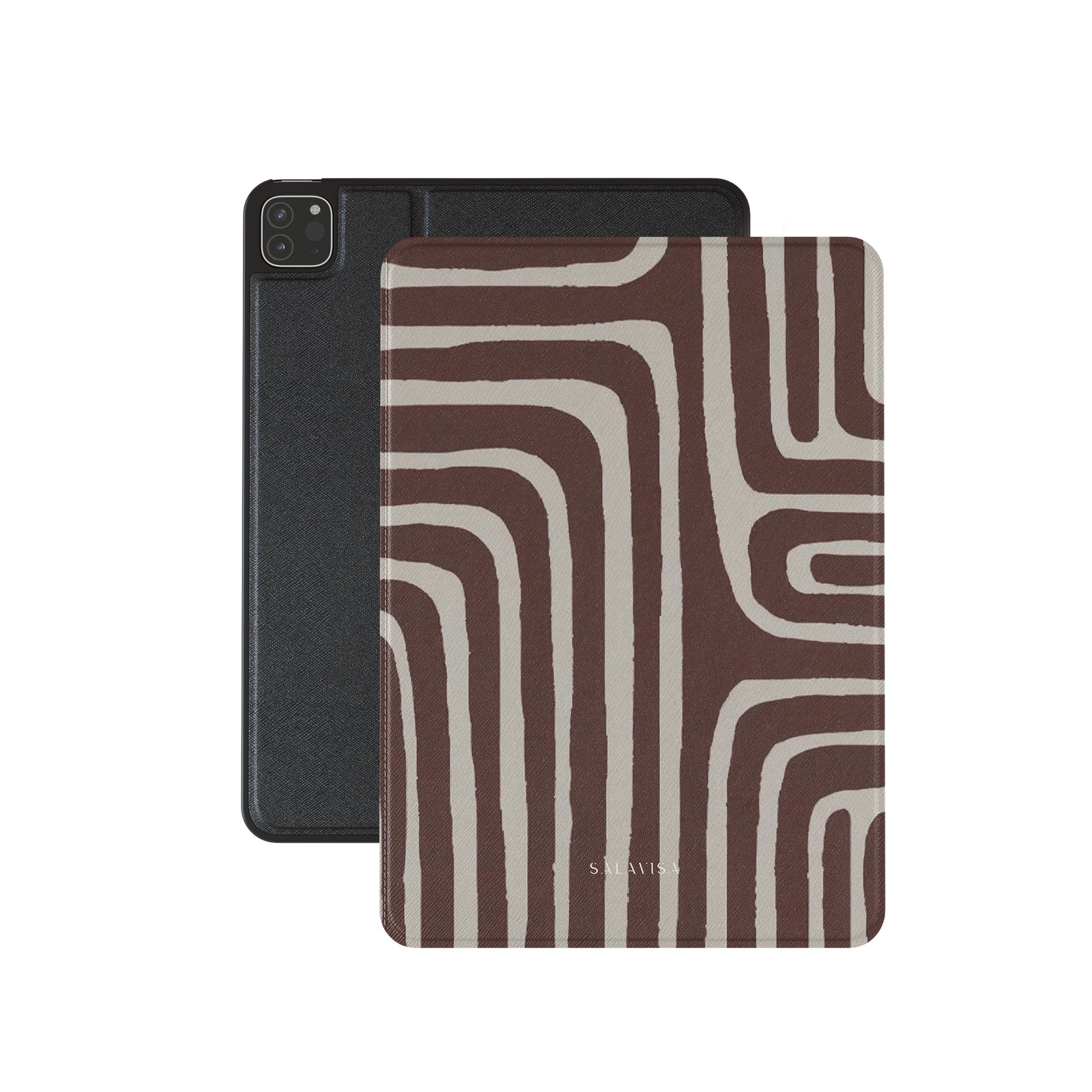 Labyrinth Burgundy iPad Case. Front view. — Salavisa