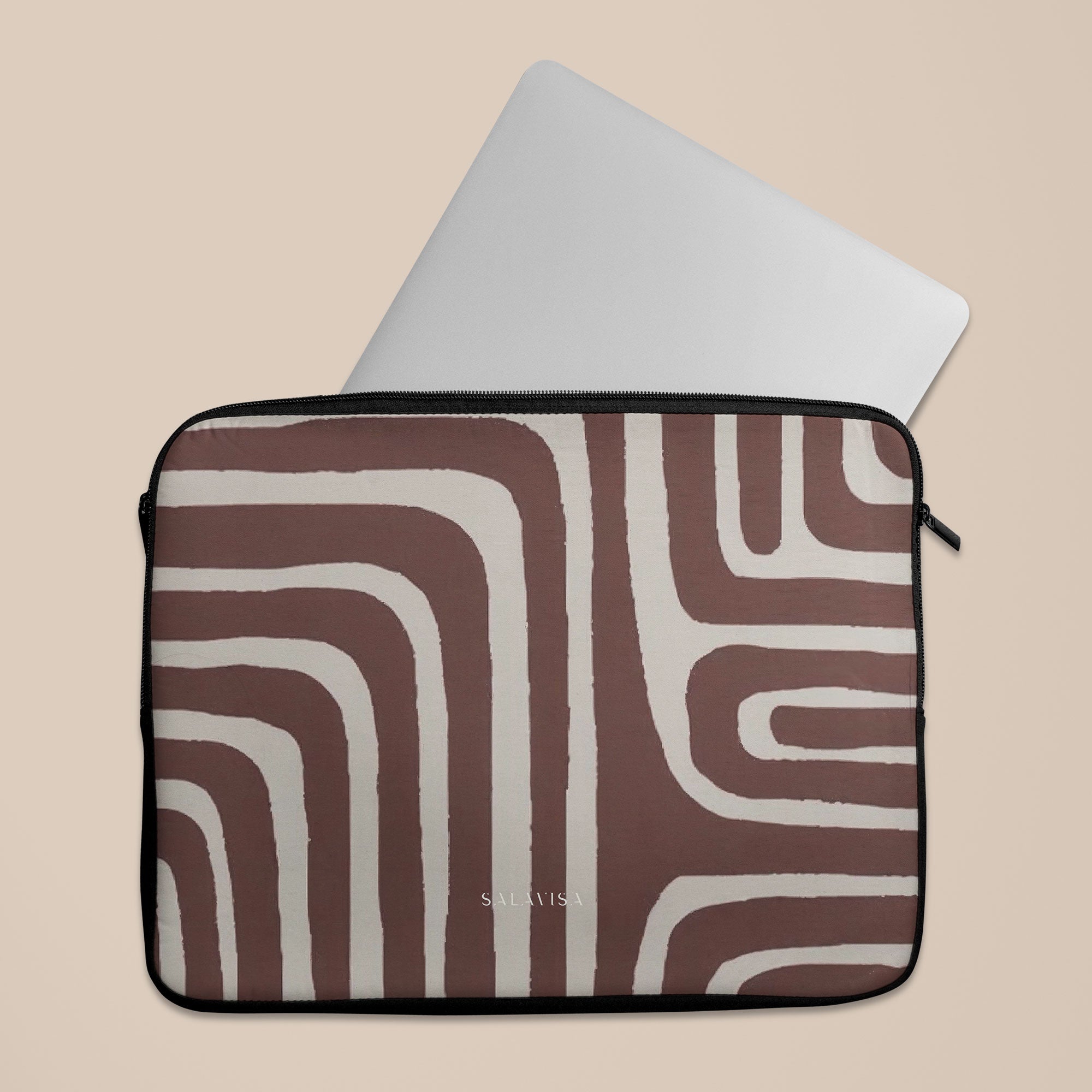 Labyrinth Burgundy Laptop Sleeve — view 5 — Salavisa